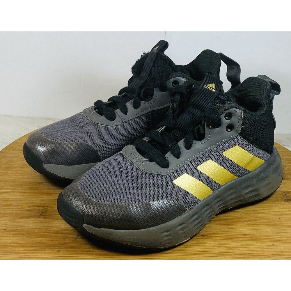 Adidas Own The Game 2.0 Grey Gold Basketball Shoes Sneaker Boys  Size 1